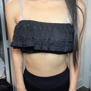 Lace strapless crop top